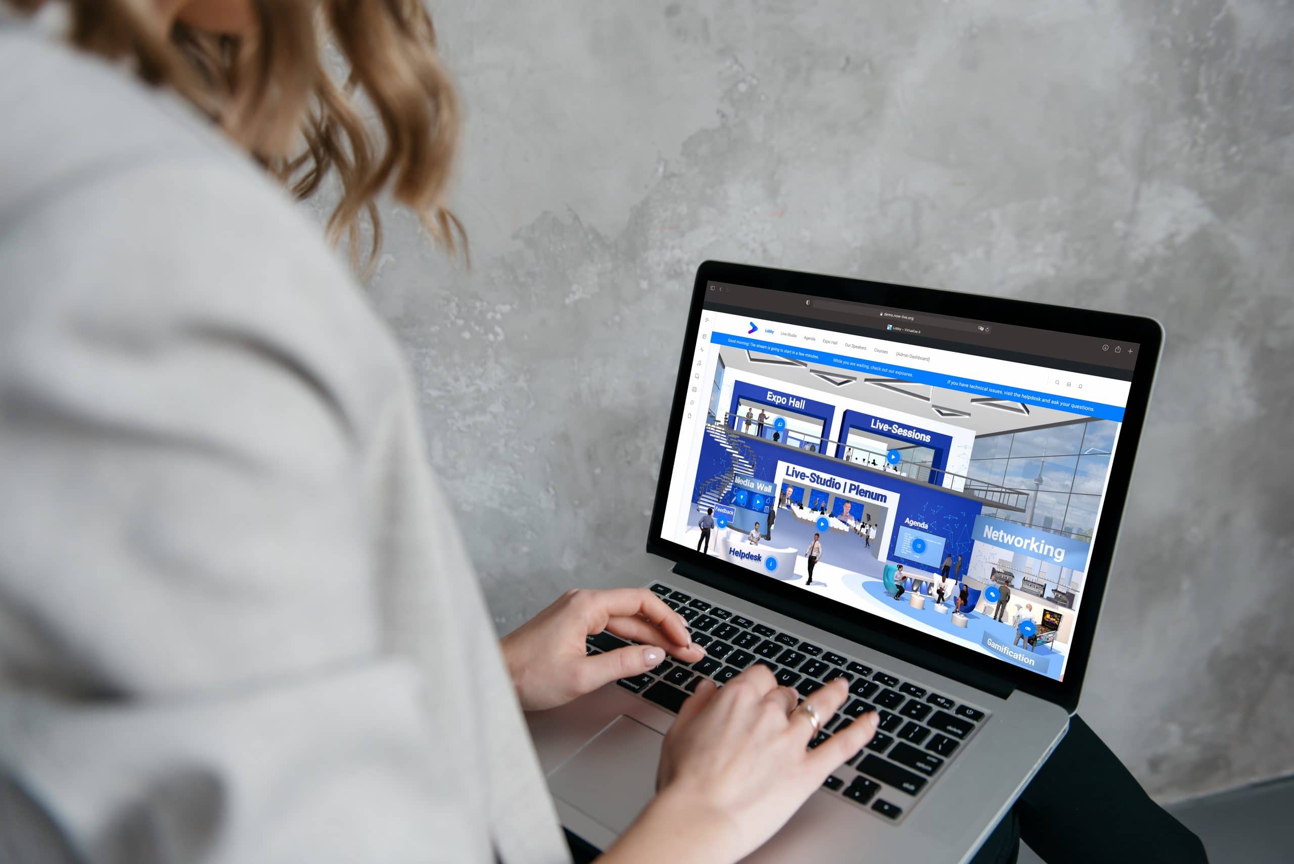 Person Working on Macbook at Office Mockup